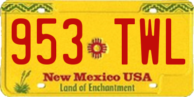 NM license plate 953TWL