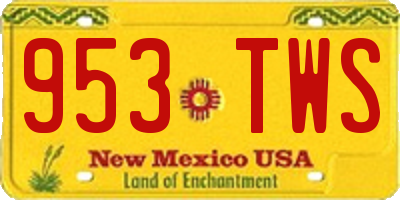 NM license plate 953TWS