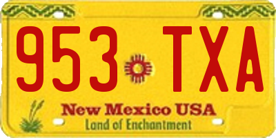NM license plate 953TXA