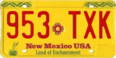 NM license plate 953TXK
