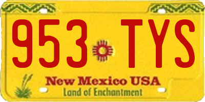 NM license plate 953TYS