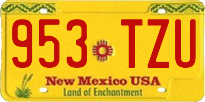 NM license plate 953TZU