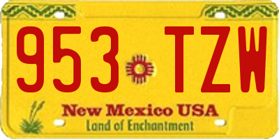 NM license plate 953TZW