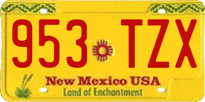 NM license plate 953TZX