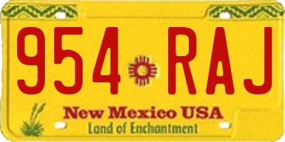 NM license plate 954RAJ