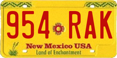 NM license plate 954RAK