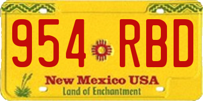 NM license plate 954RBD