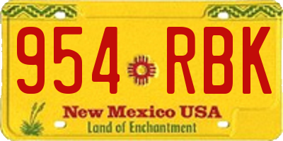 NM license plate 954RBK