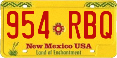 NM license plate 954RBQ
