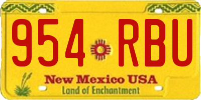 NM license plate 954RBU
