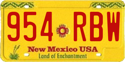 NM license plate 954RBW