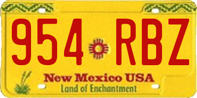 NM license plate 954RBZ