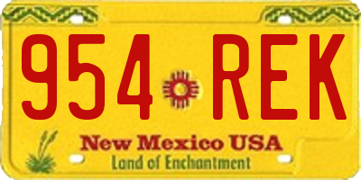 NM license plate 954REK