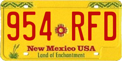 NM license plate 954RFD