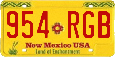 NM license plate 954RGB