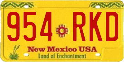 NM license plate 954RKD