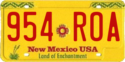 NM license plate 954ROA