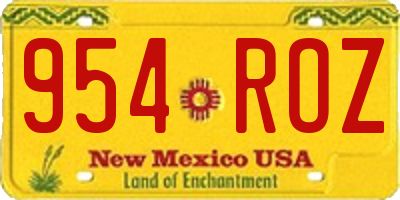 NM license plate 954ROZ
