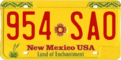 NM license plate 954SAO