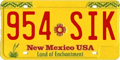 NM license plate 954SIK