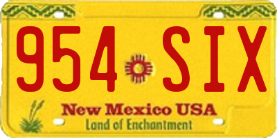 NM license plate 954SIX