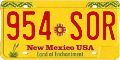NM license plate 954SOR