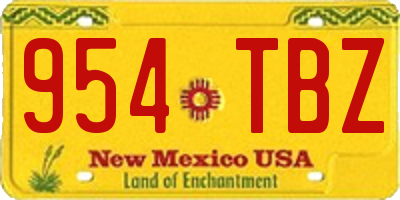 NM license plate 954TBZ
