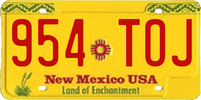 NM license plate 954TOJ