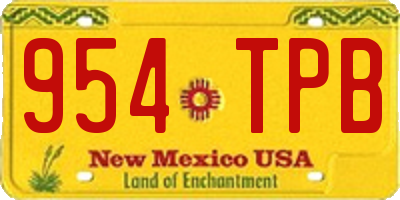 NM license plate 954TPB