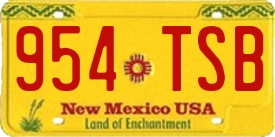 NM license plate 954TSB