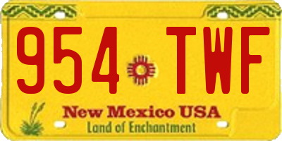 NM license plate 954TWF