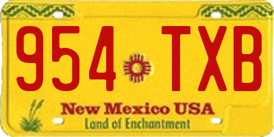 NM license plate 954TXB