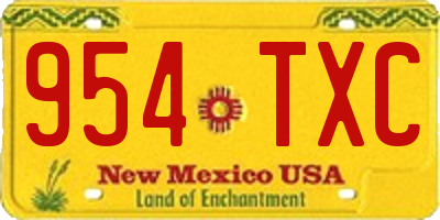 NM license plate 954TXC