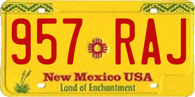 NM license plate 957RAJ