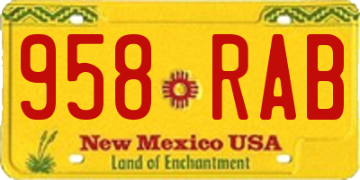 NM license plate 958RAB