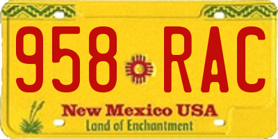 NM license plate 958RAC