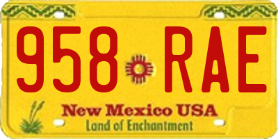 NM license plate 958RAE