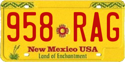 NM license plate 958RAG