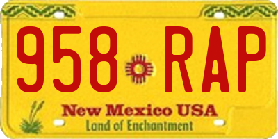 NM license plate 958RAP