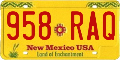 NM license plate 958RAQ