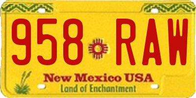 NM license plate 958RAW