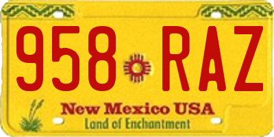 NM license plate 958RAZ