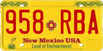 NM license plate 958RBA