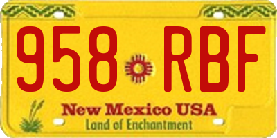 NM license plate 958RBF
