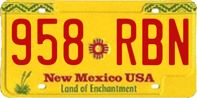 NM license plate 958RBN