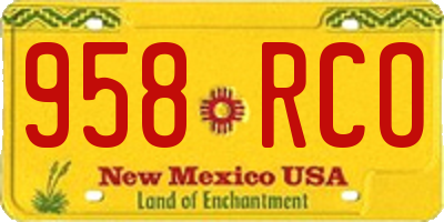 NM license plate 958RCO