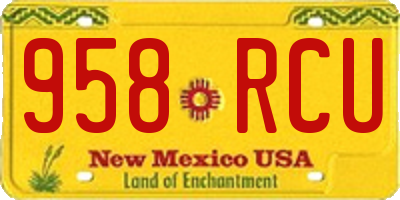 NM license plate 958RCU