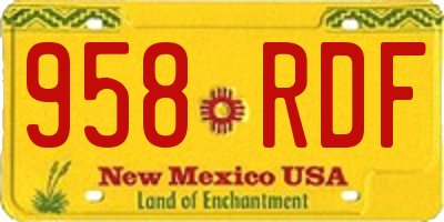 NM license plate 958RDF