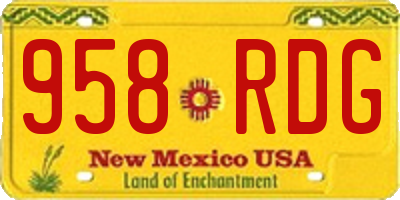 NM license plate 958RDG