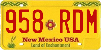 NM license plate 958RDM